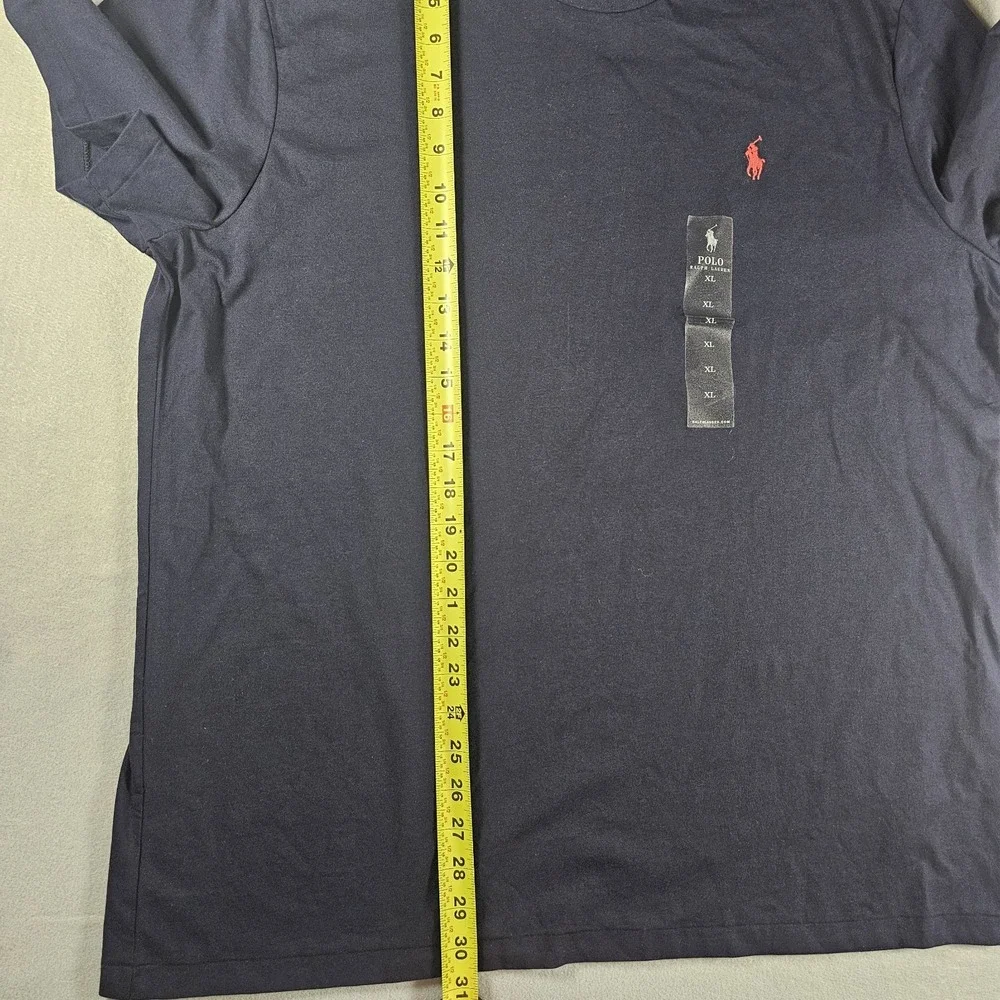 Polo Ralph Lauren Mens XL Navy Blue Crew Neck T Shirt Red Pony Logo Cotton Class